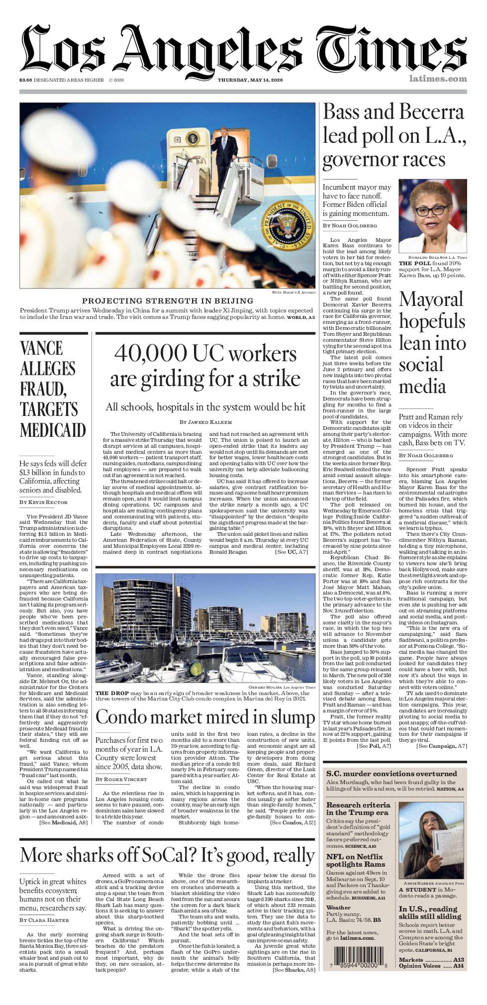人文+社会 Front Page    the LA Times Los Angeles Times - eNewspaper