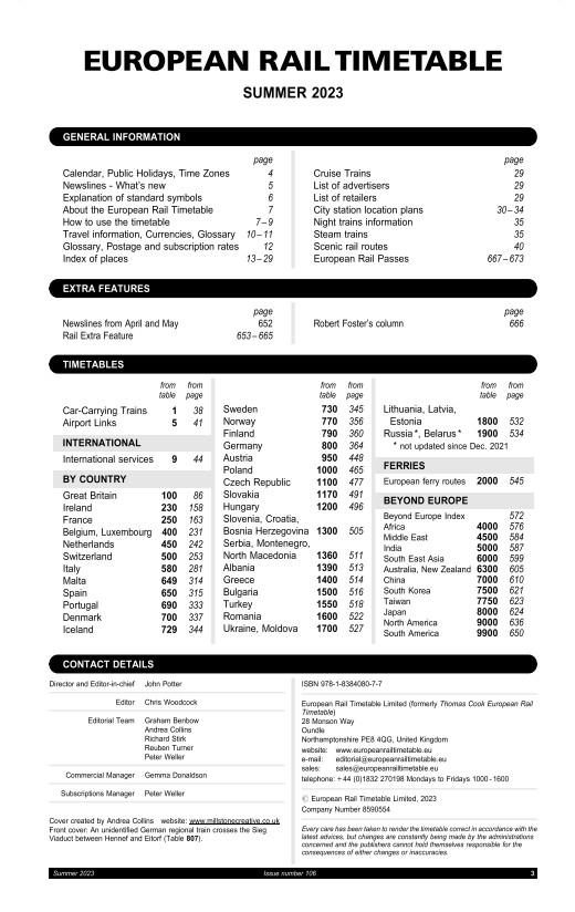 Rail Timetable Sample European Rail Timetable
